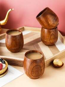 1入組復古木質咖啡杯茶杯 - 棕色 - 查看 8