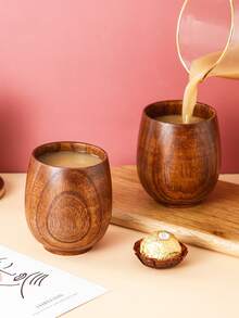 1入組復古木質咖啡杯茶杯 - 棕色 - 查看 7