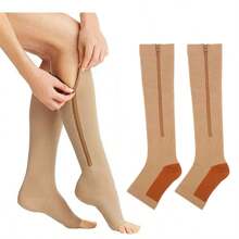 Compression Socks With Zipper, Sports Pressure Socks, Ankle-Length, Zip Sox - Apricot - View 7