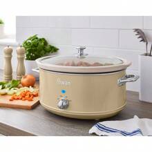 Retro Olla Cocción Lenta, 6,5L, ✅Envíos 24/48h ✅ Recipiente Extraíble Antiadherente Cerámica Libre PFOA, Vintage, SWAN, SF17031CNEU, 320W, Crema - Beis - Ver 2