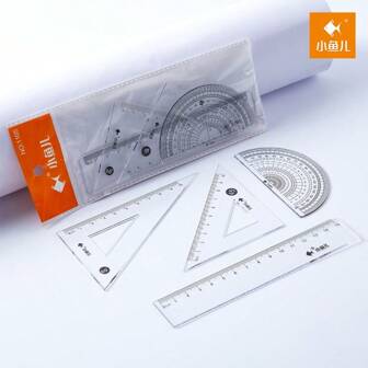 4pcs/Set Students' Multifunctional Ruler Set Includes Straight Ruler, Curved Ruler, Protractor And Triangle Plate, High-Quality Drawing Tool For Engineering Design And Drawing Back To School