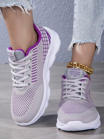 1 双女士户外运动鞋，网眼透气跑步运动鞋，舒适休闲运动鞋，轻便防滑运动鞋