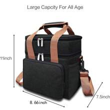 1 Túi Đựng Hộp Cơm Trưa Dày, Túi Hình Vuông Cách Nhiệt Có Dây Cầm Tay, Thích Hợp Cho Dã Ngoại Ngoài Trời Và Giữ Thực Phẩm Tươi Ngon - màu đen - Xem 6