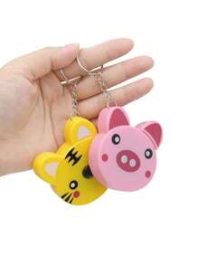 1 pieza Cinta métrica de dibujos animados 0-150 cm / 0-60 pulgadas Mini cinta métrica retráctil automática portátil linda con llavero con forma de animal, diseño con Body de panda / rana / cerdo / tigre para medición corporal