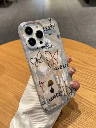 1pc Stone-Texture Smooth Feel 3D Creative Graffiti Pattern PC Phone Case, Compatible With IPhone