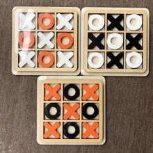 1入木製三連棋遊戲盤 - 策略樂趣 - 全年齡三倍遊戲樂趣 - 高品質，完美的休閑對戰禮物 - 所有規格 - 查看 3