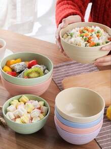 2 Chiếc/4/6 Màu Sắc Ngẫu Nhiên Rơm Lúa Mì Sáng Tạo Hộ Gia Đình Bát Cơm, Chống Vỡ, Bát Ăn Súp Cách Nhiệt - Hồng - Xem 6