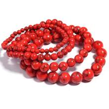 Pulsera sintética de turquesa blanca/roja que tiene buena en las transacciones internacionales, de 4/6/8/10mm (opcional) con Joyería unisex de pulsera de yoga de energía en stock - Pulsera - Ver 10