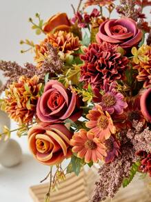 1 件/3 件人造花假玫瑰花束丝绸雏菊蒲公英花散装用于婚礼家居派对装饰餐桌中心装饰、情人节、生日毕业礼物、秋季装饰、秋季