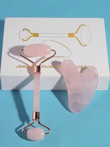 1/2 Pezzi Attrezzo di massaggi facciali Pink Bowlder Adatto per il massaggio del viso Strumento di Massaggio Facciale per donne Portatile e compatto Roller di massaggio per la bellezza delle donne