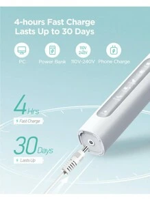 Fairywill Electric Toothbrush For Adults With 5 Modes, Rechargeable Electric Toothbrush With 4 Brush Heads & 40,000 VPM Deep Clean USB IPX7 - White - View 3