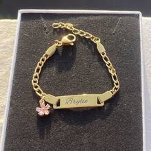 Customized Stainless Steel Name Cute Pink Zirconia Flower Personalized Bracelet For Children And Women, Birthday Gift Sunflowers Gold Stylish,Fall Fashion,Colorful,Casual,2000s Fashion,Cuties Custom,Personalized,Unique Ideal Gifts For Her Girlfriend,Mom,Family,Friends,Daughter,Grandparents For Anniversaries,For Valentine's Day,For Mother's Day,For Birthdays,For Weddings,For Daily Wear Valentines