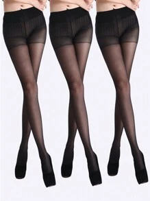 3 Đôi Quần Định Hình Bụng Cho Nữ, 20 Denier Control Top Quần Định Hình Sheer Gợi Cảm Cho Nữ - màu đen - Xem 1