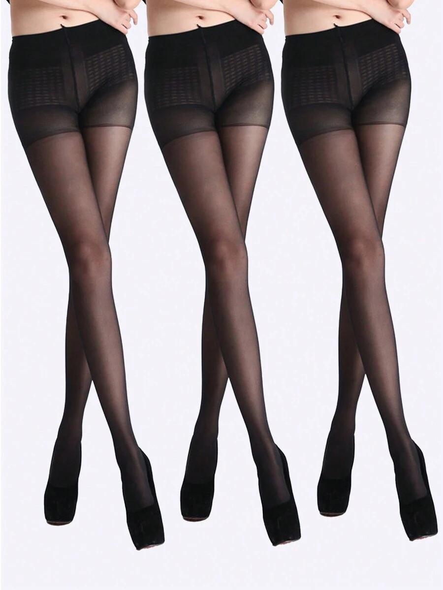 3 Đôi Quần Định Hình Bụng Cho Nữ, 20 Denier Control Top Quần Định Hình Sheer Gợi Cảm Cho Nữ - màu đen - Xem 1
