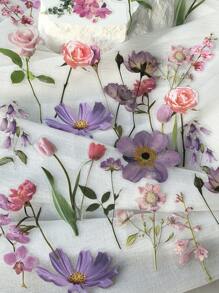 1 pack/40 pièces Autocollants de décoration florale et botanique frais pour le scrapbooking DIY