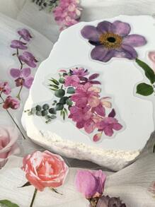 1 pack/40 pièces Autocollants de décoration florale et botanique frais pour le scrapbooking DIY