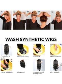 Yaki Cury Wave Ponytail Extension Drawstring Ponytail For Women Synthetic Long Curly Wave Pony Tails Hair Extensions Clip In Ponytail 16 Inch Hairpiece