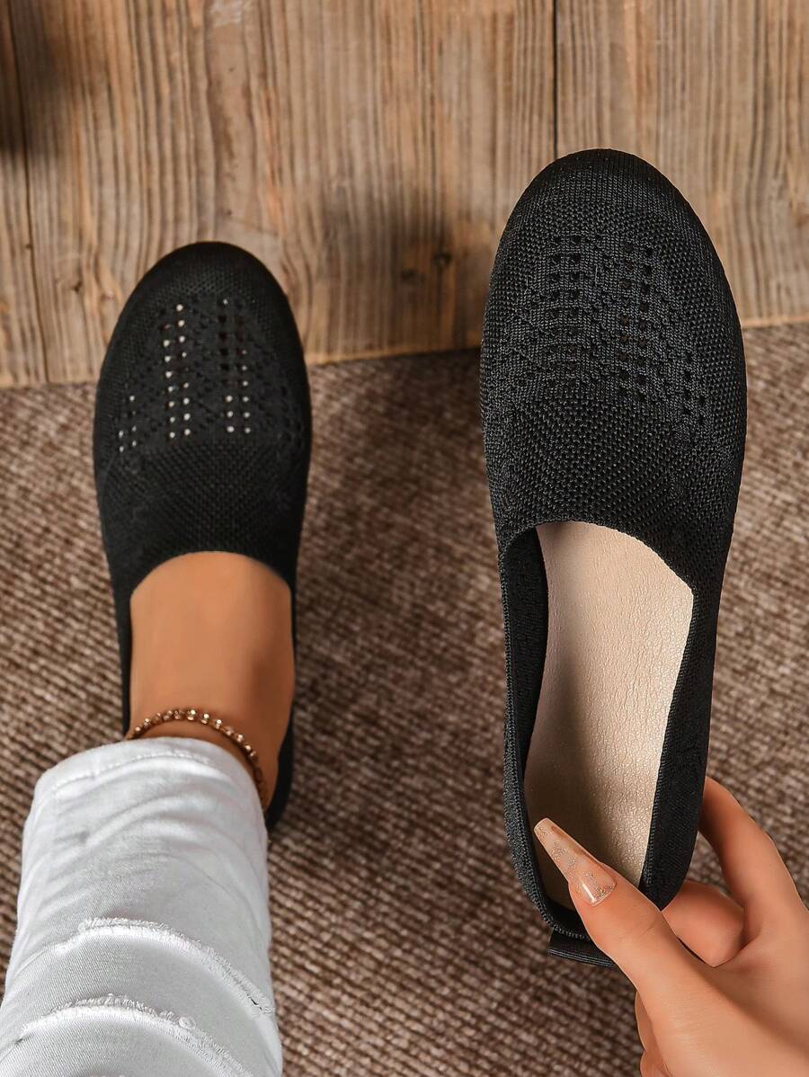 Giày Lưới Slip-On Thoáng Khí Nữ Mùa Hè Mới, Kiểu Dáng Phù Hợp, Chống Mùi Hôi, Chống Trơn Trượt, Nhẹ, Thoải Mái, Thích Hợp Đi Bộ, Thể Thao Và Giải Trí - màu đen - Xem 1