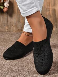Giày Lưới Slip-On Thoáng Khí Nữ Mùa Hè Mới, Kiểu Dáng Phù Hợp, Chống Mùi Hôi, Chống Trơn Trượt, Nhẹ, Thoải Mái, Thích Hợp Đi Bộ, Thể Thao Và Giải Trí - màu đen - Xem 5