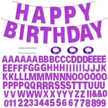 Juego de 116 piezas DIY de banner personalizable con purpurina, incluye 111 letras y números, 3 cuerdas y 2 dispositivos de enhebrado para decoración personalizada de banner de cumpleaños