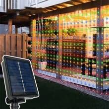 1 Pack Outdoor Solar Curtain Light, 8 Light Lighting Modes Fairy Light Holiday Lighting Courtyard Garden Party Christmas Wedding Wall Decoration