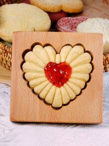 Cippes 1PC Wood Cookie Molds With Carved Embossed 3D Patterns, Kitchen Baking Tools, Fondant Cake Biscuit Decorating, DIY Cookie Cutter Moulds For Valentine's Day, Christmas