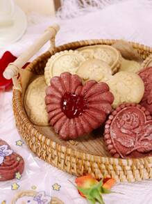 Cippes 1PC Wood Cookie Molds With Carved Embossed 3D Patterns, Kitchen Baking Tools, Fondant Cake Biscuit Decorating, DIY Cookie Cutter Moulds For Valentine's Day, Christmas