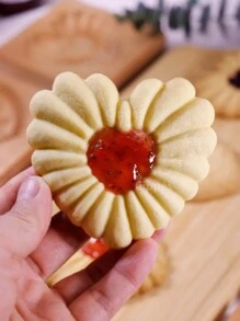 Cippes 1PC Wood Cookie Molds With Carved Embossed 3D Patterns, Kitchen Baking Tools, Fondant Cake Biscuit Decorating, DIY Cookie Cutter Moulds For Valentine's Day, Christmas