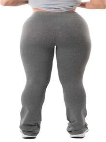 Kit 3 Women's Flare Flannel Leggings Winter Fitness Pants - Black/Gray/Navy Blue - View 4