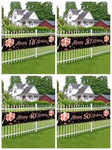 1pc 40*200cm Black Gold Rose Gold Balloon Pattern 18th/30th/40th/50th Birthday Banner, Background Cloth Perfect Decoration 18th/30th/40th/50th Birthday Party, Birthday Family Holiday Party Room Wall Decoration, Outdoor Fence Decoration, Birthday Gift Photography Background Decoration Props,Christmas