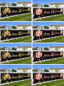 1pc 40*200cm Black Gold Rose Gold Balloon Pattern 18th/30th/40th/50th Birthday Banner, Background Cloth Perfect Decoration 18th/30th/40th/50th Birthday Party, Birthday Family Holiday Party Room Wall Decoration, Outdoor Fence Decoration, Birthday Gift Photography Background Decoration Props,Christmas