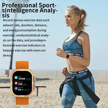 Một chiếc đồng hồ thông minh silicon màu cam đa chức năng dành cho cả nam và nữ với màn hình cảm ứng lớn, nhiều chế độ thể thao, điều khiển máy ảnh, thông báo ứng dụng xã hội, đồng hồ báo thức, v.v. Thích hợp làm quà tặng để sử dụng hàng ngày, du lịch, thể thao và các dịp khác. - trái cam - Xem 5