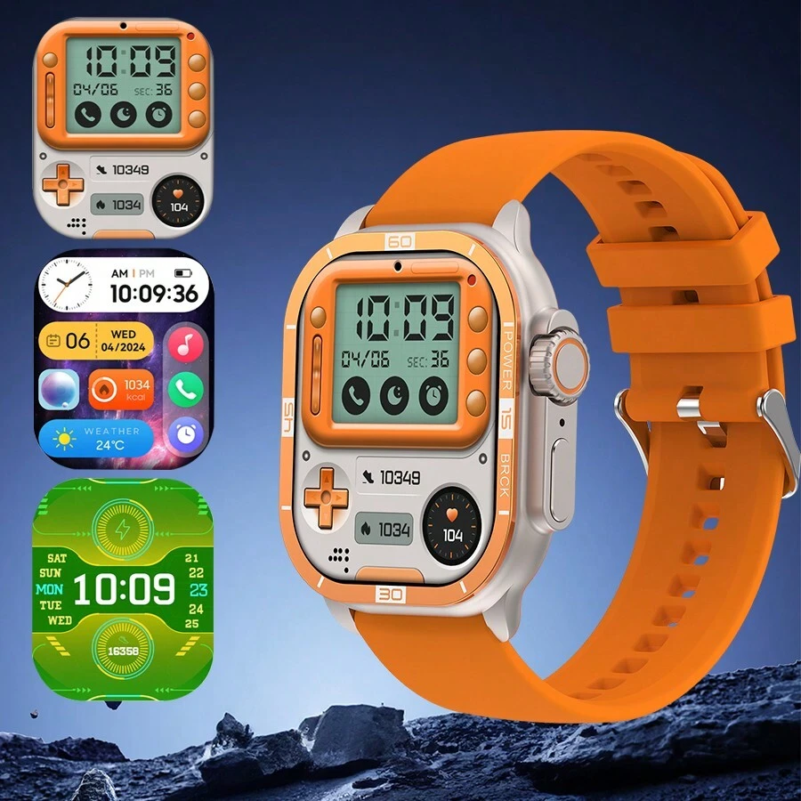 Một chiếc đồng hồ thông minh silicon màu cam đa chức năng dành cho cả nam và nữ với màn hình cảm ứng lớn, nhiều chế độ thể thao, điều khiển máy ảnh, thông báo ứng dụng xã hội, đồng hồ báo thức, v.v. Thích hợp làm quà tặng để sử dụng hàng ngày, du lịch, thể thao và các dịp khác. - trái cam - Xem 1