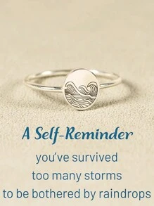 1 chiếc nhẫn họa tiết sóng cổ điển, thích hợp làm quà tặng cho phụ nữ tặng gia đình, bạn bè và cặp đôi ngày lễ tình nhân, mẹ, mẹ, ngày của mẹ, quà tặng - Màu Bạc Cổ - Xem 3