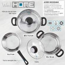 Well Home Batería de cocina 5pc acero inox +  Set 3 sartenes Ø16Ø20Ø24 alu prensado. Envío gratuito en 24/48 horas
