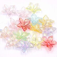 100入組12mm透明鍍紫花瓣AB色五瓣花珠彩色幸福之花DIY材料包含孔 - 透明鍍色花朵 - 查看 14