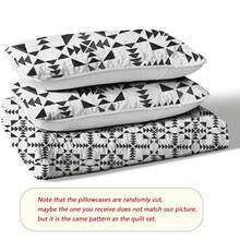 3入組超柔軟涼被套裝-現代透氣床罩-柔軟舒適-輕盈，時尚黑白幾何圖案，易於護理-適用於所有季節和多樣化的裝飾（涼被套裝·1+枕套·2）