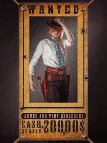 1pc Western Celebration Photo Frame Banner - Country Cowboy/Cowgirl Theme, High-Quality Polyester, Perfect For Hosting Unforgettable Parties - Brown - View 1