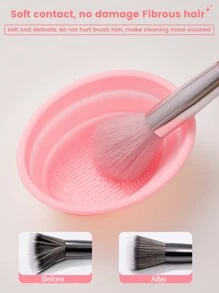 38件套化妆刷套装，包含：25支化妆刷 + 3个化妆海绵 + 3个迷你化妆海绵 + 3个粉扑 + 3个迷你气垫粉扑 + 1个化妆刷清洁工具 - 粉色 - 查看 10