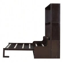 Nestfair Queen Size Murphy Bed Wall Bed With Cushion - 濃咖啡 - 查看 6