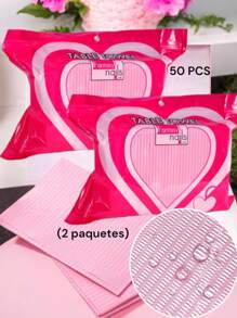 Fantasy Nails Table towel Toallas de mesa para Decoracion de uñas, 3 Capas, impermeable, desechable, Tapete plegable para mesa de uñas - Rosa - Ver 1