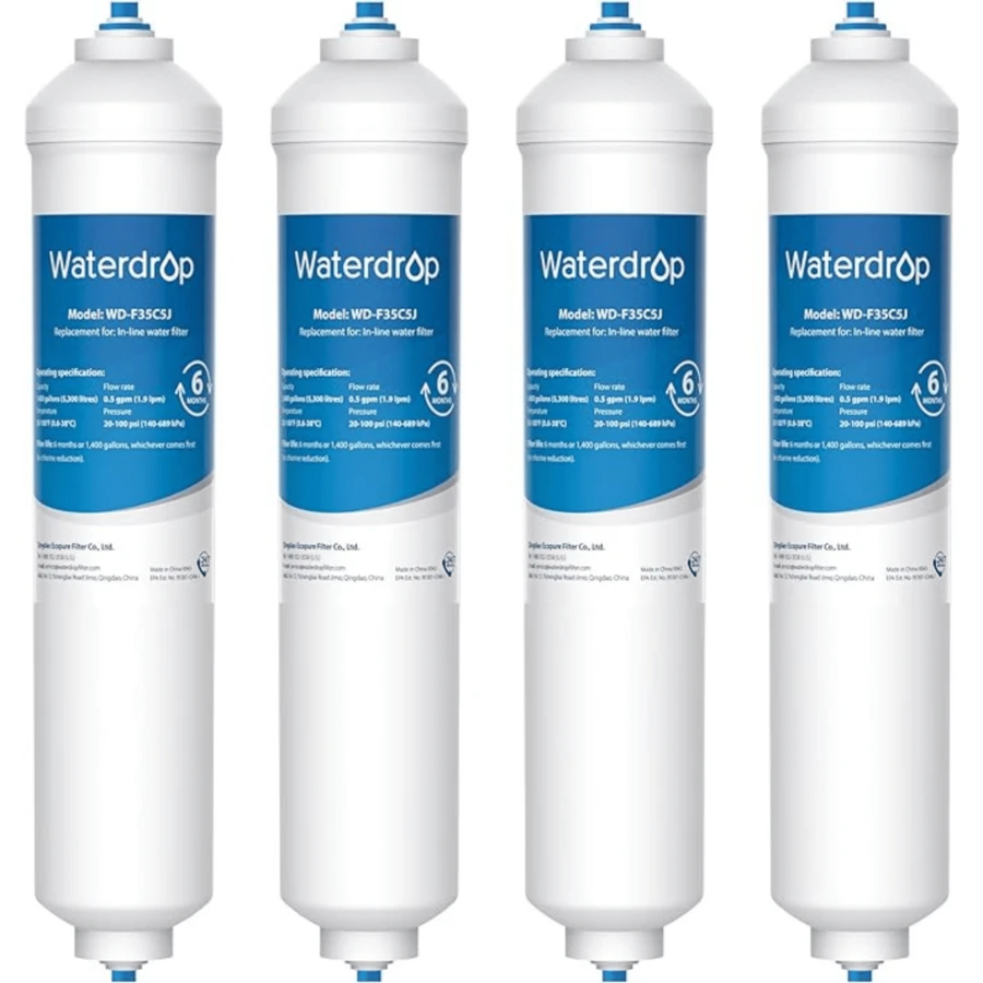Waterdrop DA29-10105J Replacement For Samsung® Fridge Water Filter, Samsung® Water Filter DA29-10105J HAFEX/EXP, DA2010CB, DA99 02131B, HAIERR® LLG® Inline Water Filter (4) - White - View 1
