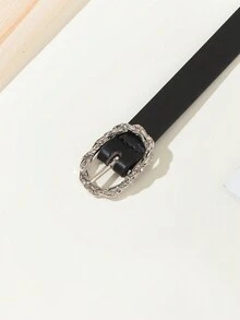 1pc Women's Metal Twist Square Buckle Minimalist Waist Belt, Suitable For Dresses, Jeans, Pants, Office Wear, Mother's Day Gift - Black - View 3