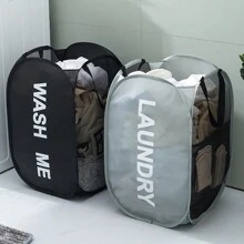 1 pieza Bolsa colgante de pared de color aleatorio, bolsa de malla blanca para ropa sucia del baño, cesta de lavandería, organizador de baño, cesta, cesta de almacenamiento, cesta de lavandería plegable