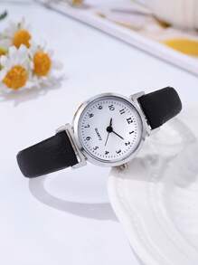 1入時尚簡約女士手表，休閑日常復古時尚皮革帶石英表，新配件 - 彩色 - 查看 7