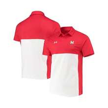 Under Armour Boyfriend Style Men's Red, White Maryland Terrapins 2022 Blocked Coaches Performance Polo Shirt - Red/ White - View 3