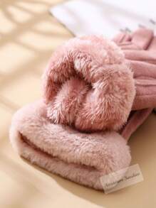 Women Full Finger Gloves - Baby Pink - View 2