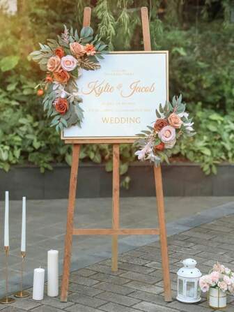 Lingqing Decoration 2 件式经典花卉花环 - 人造白色花卉装饰，带塑料绿植，适用于婚礼拱门、招待会和家居 - 适用于复活节、感恩节、情人节、情人节、礼物