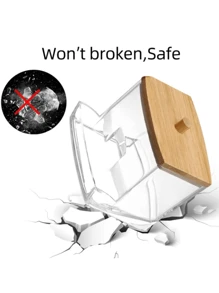 1/3 件透明亚克力浴室罐，带竹盖 Qtip 架，透明小棉签分配器，塑料耳棒棉签架，牙签储物盒，浴室台面装饰储物整理器现代梳妆台储物罐，用于清洁棉签、球和垫，装饰性 Q-Tip 架整理器，适用于台面，优雅实用的浴室配件，非常适合家庭和水疗中心，保持浴室梳妆台干净整洁。