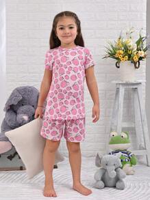 A DORMIR Conjunto de Pijama Short y Camiseta Para Niña - Rosa - Ver 2